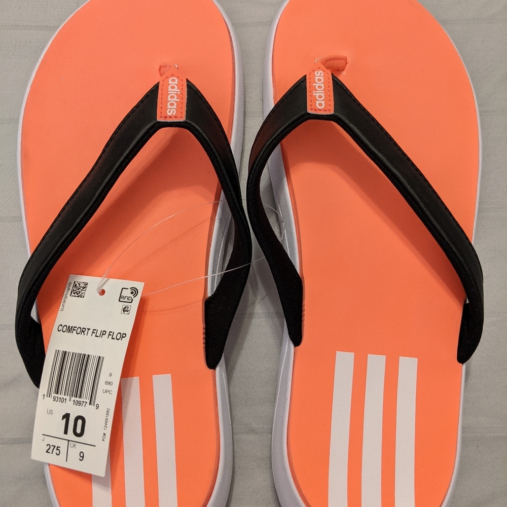 Adidas flip flops, size 10